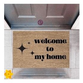 Sepet Budur P-2425 Dekoratif Dijital Baskı Welcome to My Home Kapı Önü Paspası