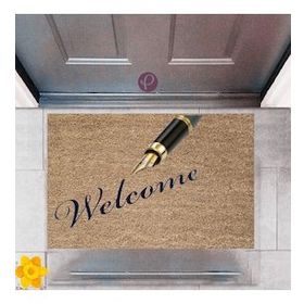 Sepet Budur P-2458 Dekoratif Dijital Baskı Welcome Kapı Önü Paspası