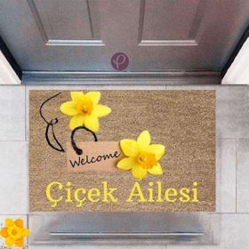 Sepet Budur P-2462 Dekoratif Dijital Baskı Welcome Kapı Önü Paspası