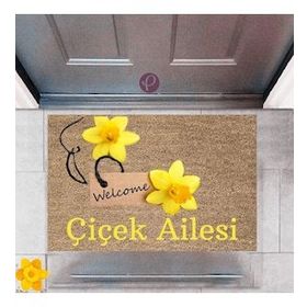 Sepet Budur P-2462 Dekoratif Dijital Baskı Welcome Kapı Önü Paspası