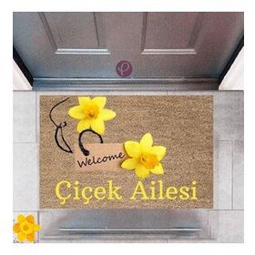 Sepet Budur P-2462 Dekoratif Dijital Baskı Welcome Kapı Önü Paspası