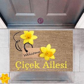 Sepet Budur P-2462 Dekoratif Dijital Baskı Welcome Kapı Önü Paspası