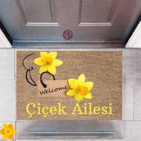 Sepet Budur P-2462 Dekoratif Dijital Baskı Welcome Kapı Önü Paspası
