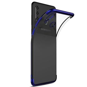 Sepetegelsin Samsung M30 Renkli Köşeli Şeffaf Lacivert Arka Kapak Lazer Kılıf