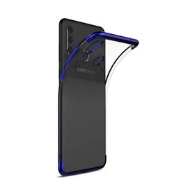Sepetegelsin Samsung M30 Renkli Köşeli Şeffaf Lacivert Arka Kapak Lazer Kılıf