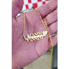 SepetinBurada 925 Ayar Gümüş 24 Ayar Altın Kaplama Canım Annem Yazılı Kolye