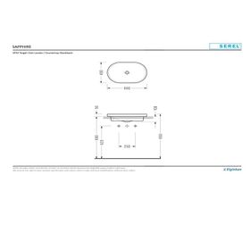Serel Sapphire 40x60 cm Tezgah Üstü Gömme Slim Kenarlı Lavabo