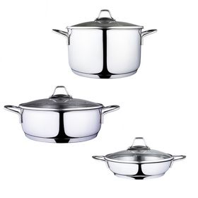 Serenk Modernist 6 Parça 18/10 Paslanmaz 18-22-26 cm Çelik Tencere Seti