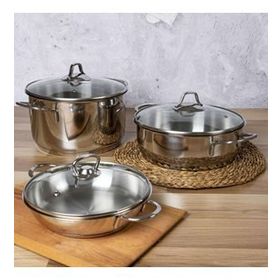 Serenk Modernist 6 Parça 18/10 Paslanmaz 18-22-26 cm Çelik Tencere Seti