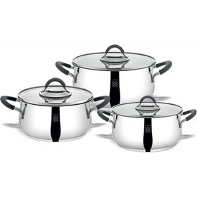 Serenk Modernist 6 Parça 18/10 Paslanmaz 18-22-26 cm Çelik Tencere Seti