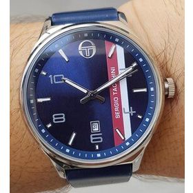Sergio Tacchini Takvimli Lacivert Deri Kayışlı Erkek Kol Saati