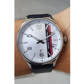 Sergio Tacchini Takvimli Siyah Deri Kayışlı Erkek Kol Saati