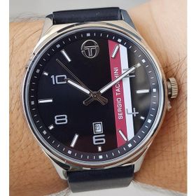 Sergio Tacchini Takvimli Siyah Deri Kayışlı Erkek Kol Saati