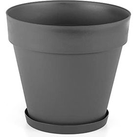Serinova YS08 Yalı Drenaj Aparatlı Tabaklı 55 cm 76 L Antrasit Dekoratif Saksı
