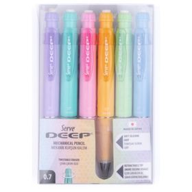 Serve Deep 0.7 MM 6'lı Pastel Renkler Mekanik Kurşun Kalem