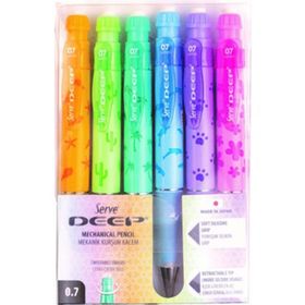 Serve Deep Pastel Doğa Serisi 0.7 mm 6'lı Mekanik Kurşun Kalem
