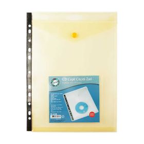 Serve SV-6208 Sarı Klasöre Takılabilir Körüklü ve Fihrist Takılma Özellikli 2 Cd Cepli Çıtçıtlı Zarf