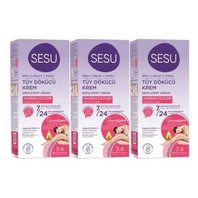 Sesu Sensitive Hassas Ciltler 3x40 ml Tüy Dökücü Krem