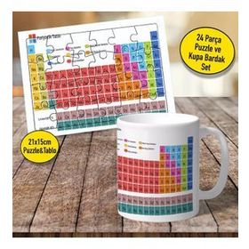 SET000307 Periyodik Kupa Bardak ve 24 Parça Puzzle Yapboz Tablo