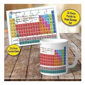 SET000307 Periyodik Kupa Bardak ve 24 Parça Puzzle Yapboz Tablo