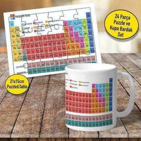 SET000307 Periyodik Kupa Bardak ve 24 Parça Puzzle Yapboz Tablo