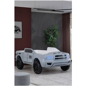 Setay 100x190 cm Gri Mobilya Arabalı Pickup Ledli Arabalı Yatak