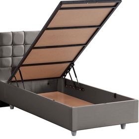 Setay Almada 90x200 cm Gri Tek Kişilik Baza Başlık Letto Yatak Seti