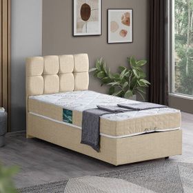 Setay Berlin 90x190 cm Krem Tek Kişilik Baza Başlık Comfort Yatak Seti