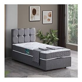 Setay Berlin 90x200 CM Gri Tek Kişilik Baza Başlık Comfort Yatak Seti