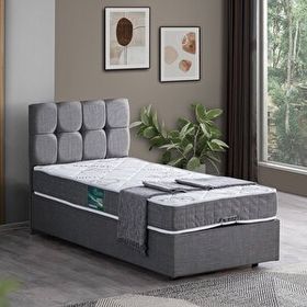 Setay Berlin 90x200 CM Gri Tek Kişilik Baza Başlık Comfort Yatak Seti