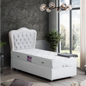 Setay Camelli Beyaz 90x200 cm İkili Set Tek Kişilik Baza Başlık