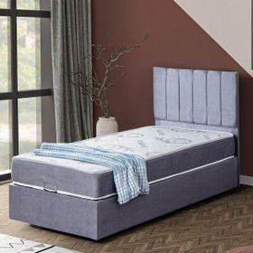Setay Cesur Açık Gri 120x200 cm Tek Kişilik Baza Başlık Letto Yatak Seti