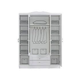 Setay Country West Mdf Ön Yüzeyli 4 Kapaklı Beyaz Dolap
