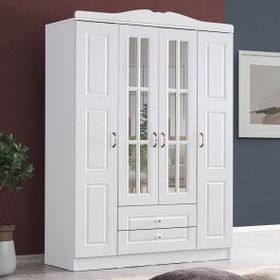 Setay Country West Mdf Ön Yüzeyli 4 Kapaklı Beyaz Dolap