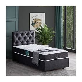 Setay Eylül 120x200 cm Antrasit Tek Kişilik Baza Başlık Comfort Yatak Seti