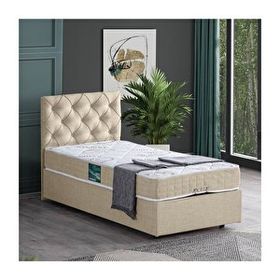 Setay Eylül 90x190 CM Krem Tek Kişilik Baza Başlık Comfort Yatak Seti
