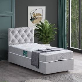 Setay Eylül 90x200 CM Açık Gri Tek Kişilik Baza Başlık Comfort Yatak Seti