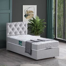 Setay Eylül 90x200 CM Açık Gri Tek Kişilik Baza Başlık Comfort Yatak Seti