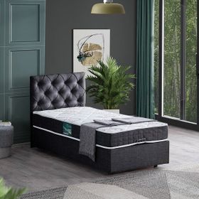 Setay Eylül 90x200 cm Antrasit Tek Kişilik Baza Başlık Comfort Yatak Seti