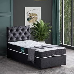 Setay Eylül 90x200 cm Antrasit Tek Kişilik Baza Başlık Comfort Yatak Seti