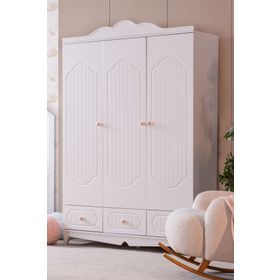 Setay Flower 3 Kapaklı Çekmeceli Pembe Dolap