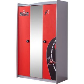 Setay Formula 3 Kapaklı Arabalı Yatak Uyumlu Kırmızı Gardırop