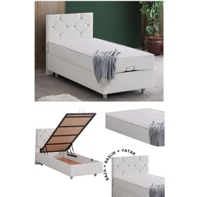 Setay Glamis 90x190 CM Antrasit Tek Kişilik Baza Başlık Letto Yatak Seti