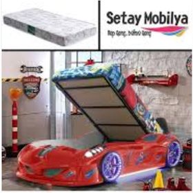 Setay Jaguar Full Ledli Mavi Koltuklu Arabalı Yatak