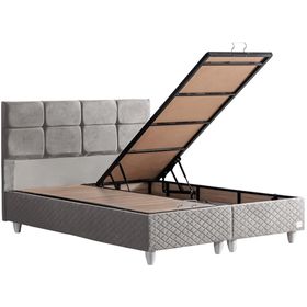 Setay Mobilya 100x200 cm Gümüş Açık Gri Baza ve Başlık Seti