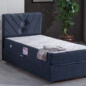 Setay Mobilya 100x200 cm Lacivert Lüx Class Yandan Açılır Baza Başlık ve Delüx Yatak Seti