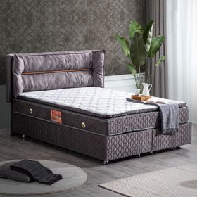 Setay Mobilya 140x190 cm Antrasit Gri Barselona Baza Başlık ve Real Pedli Ortopedik Yatak Seti