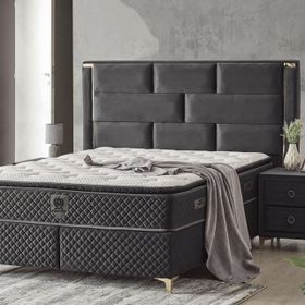 Setay Mobilya 150x200 cm Antrasit Royal Baza Başlık ve Yatak Seti