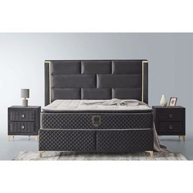Setay Mobilya 160x200 cm Antrasit Royal Baza Başlık ve Yatak Seti
