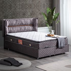 Setay Mobilya 180x200 cm Antrasit Gri Barselona Baza Başlık ve Real Pedli Ortopedik Yatak Seti